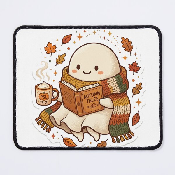 Item preview, Cozy Ghost Book Club Autumn Reading Cute Spooky Fall Sticker designed and sold by RetroVibe Supply.