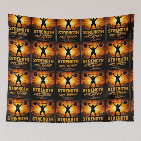Item preview, Strength Is Earned Gym Motivation Quote designed and sold by creativerooney.