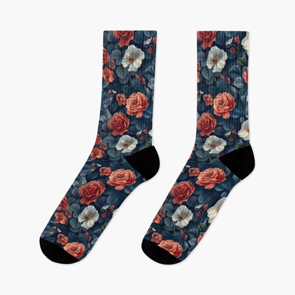 Item preview, Elegant Red and White Floral Dark Moody Pattern designed and sold by NTGUILTY.