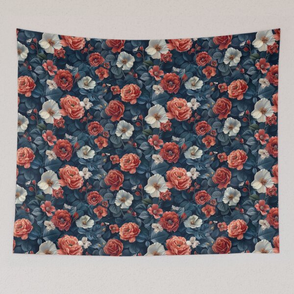 Item preview, Elegant Red and White Floral Dark Moody Pattern designed and sold by NTGUILTY.
