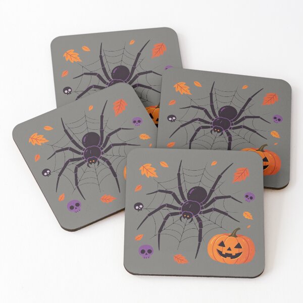 Artikelvorschau, Gruselige Halloween-Spinne – Spinnennetz, Totenköpfe & Kürbislaterne entworfen und verkauft von urmoments.