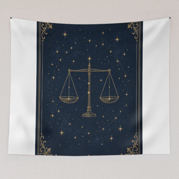 Item preview, Libra Scales Balanced Gold Constellation Navy designed and sold by tanishqsaluja.