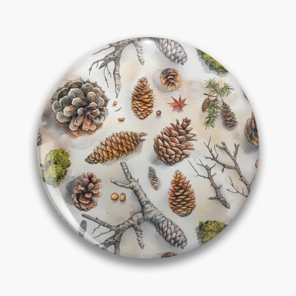 Item preview, Rustic Watercolor Pine Cone and Forest Motif Pattern designed and sold by NTGUILTY.