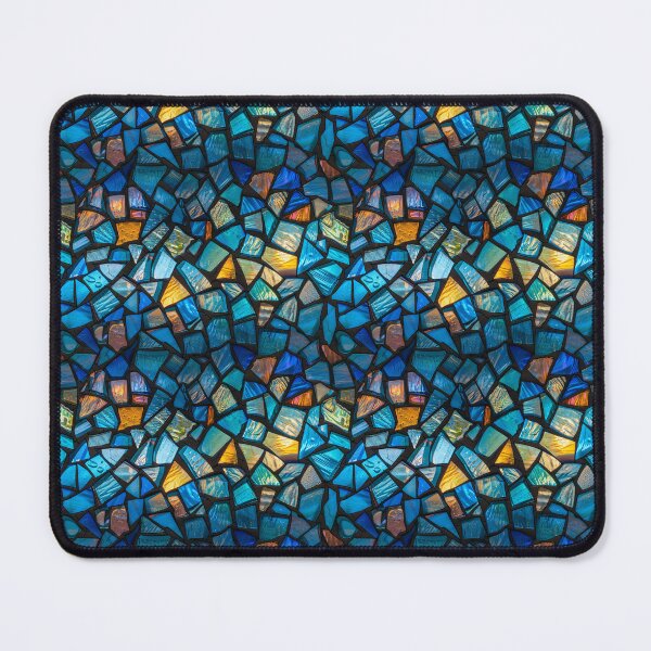 Item preview, Radiant Blue and Gold Broken Stained Glass Mosaic Pattern designed and sold by NTGUILTY.
