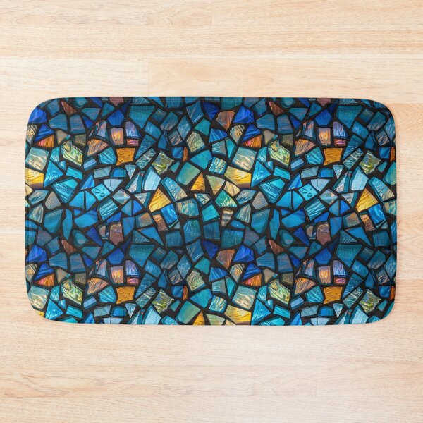 Item preview, Radiant Blue and Gold Broken Stained Glass Mosaic Pattern designed and sold by NTGUILTY.