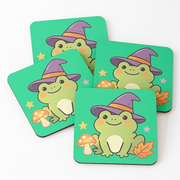 Item preview, Cute Witch Frog Kawaii Halloween – Fall Mushroom & Stars designed and sold by urmoments.