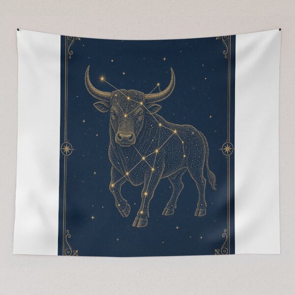 Item preview, Taurus Bull Vintage Star Map on Midnight Blue designed and sold by tanishqsaluja.