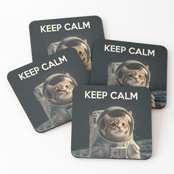 Item preview, Adorable Astronaut Cat 'Keep Calm' Minimalist Funny Kitty In Space Digital Illustration designed and sold by Matt_Smith.