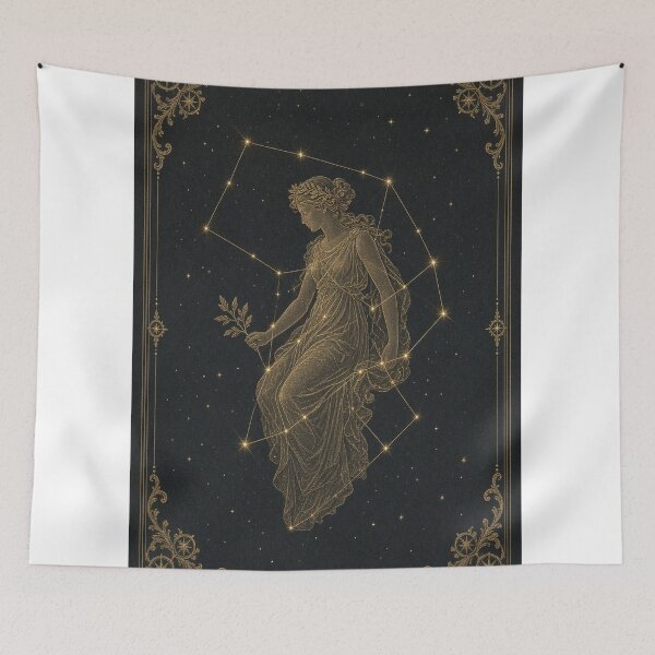 Item preview, Virgo Maiden Elegant Gold Star Chart Charcoal designed and sold by tanishqsaluja.