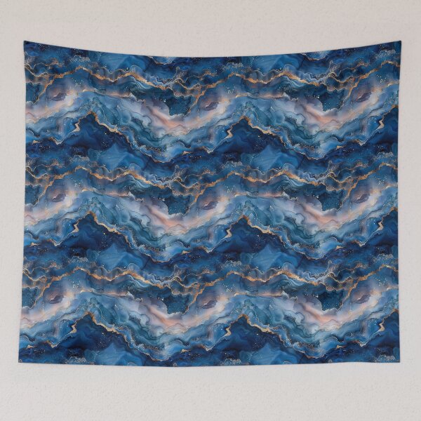 Item preview, Elegant Navy Blue and Gold Fluid Marble Pattern designed and sold by NTGUILTY.