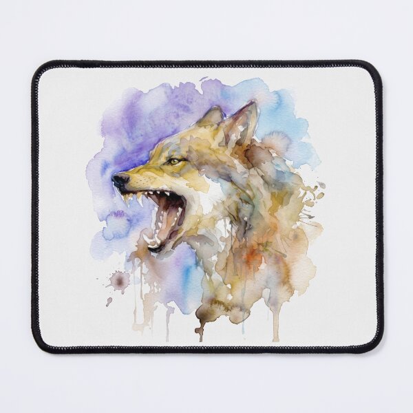 Item preview, Snarling Angry Wolf Watercolor Wildlife Art designed and sold by caracatita75.