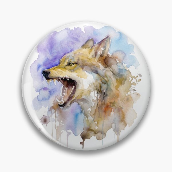 Item preview, Snarling Angry Wolf Watercolor Wildlife Art designed and sold by caracatita75.