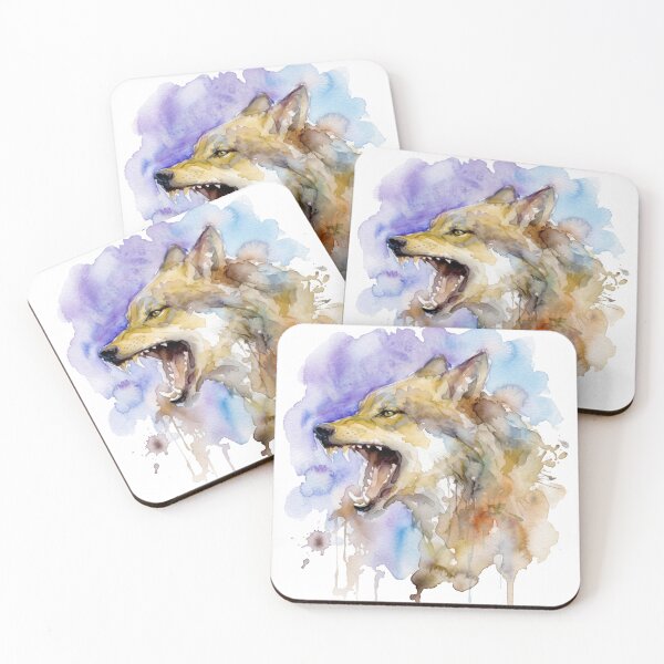 Item preview, Snarling Angry Wolf Watercolor Wildlife Art designed and sold by caracatita75.