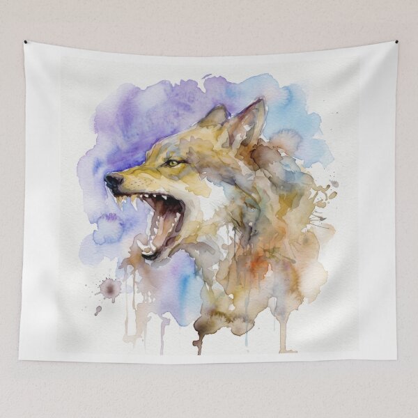 Item preview, Snarling Angry Wolf Watercolor Wildlife Art designed and sold by caracatita75.