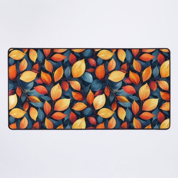 Item preview, Vibrant Autumn Leaves and Dark Teal Foliage Pattern designed and sold by NTGUILTY.