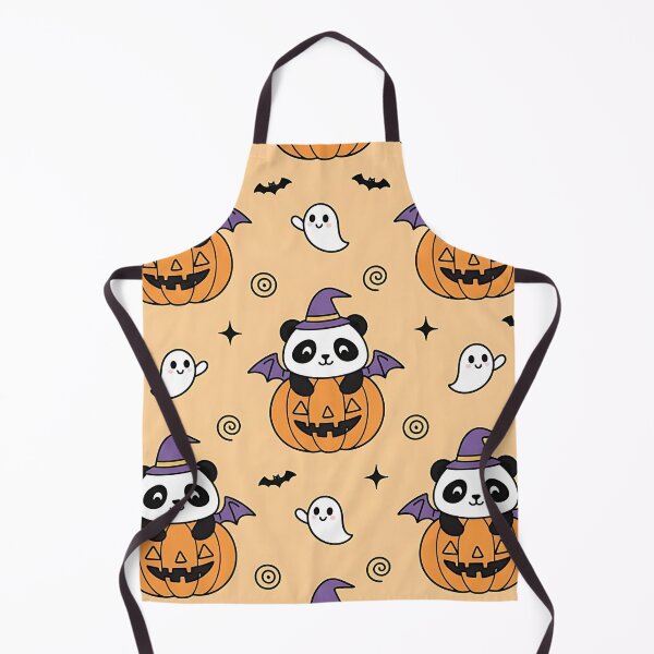 Item preview, Cute Halloween Panda Pumpkin Pattern with Ghosts Bats and Witch Hat designed and sold by ArtDesignTp.