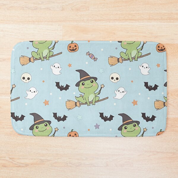 Item preview, Cute Halloween Witch Frog Pattern with Pumpkins Ghosts and Bats designed and sold by ArtDesignTp.