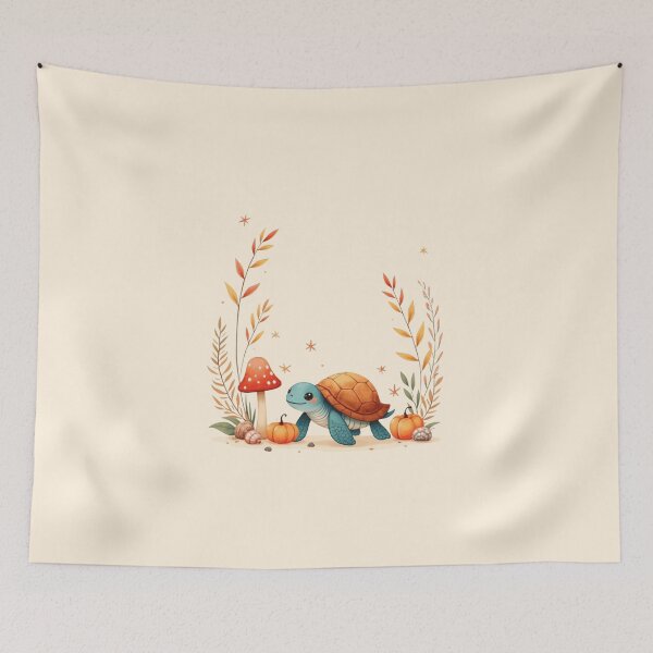 Item preview, Turtle with Autumn Pumpkins and Mushrooms - Fall Vibes designed and sold by DariaCraft.