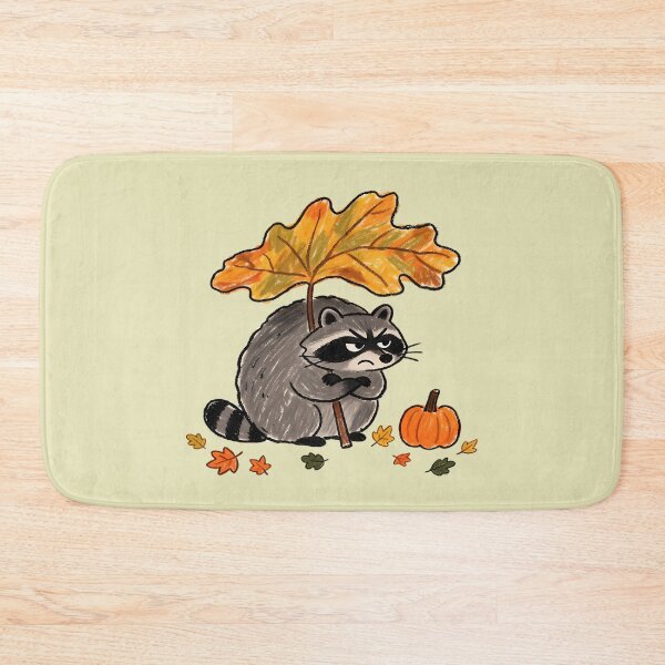 Item preview, Funny Annoyed Raccoon with Giant Fall Leaf Umbrella Tee, Sarcastic Autumn Pumpkin Season designed and sold by andromeda-redd.