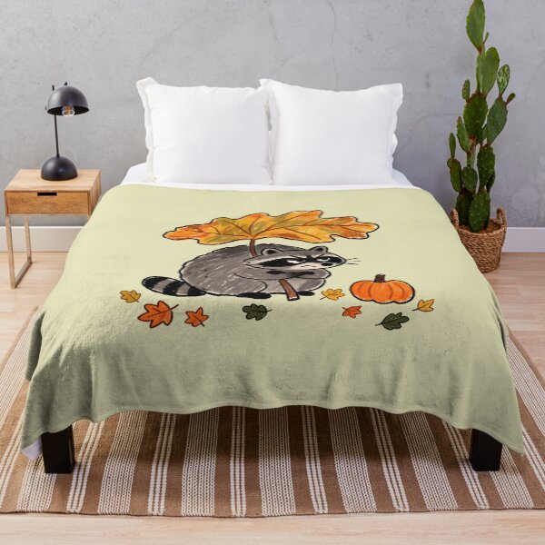Item preview, Funny Annoyed Raccoon with Giant Fall Leaf Umbrella Tee, Sarcastic Autumn Pumpkin Season designed and sold by andromeda-redd.