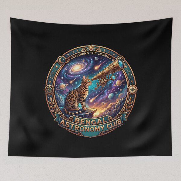 Item preview, Bengal Astronomy Club Cosmic Galaxy Telescope Cat designed and sold by ItsartDesign1.