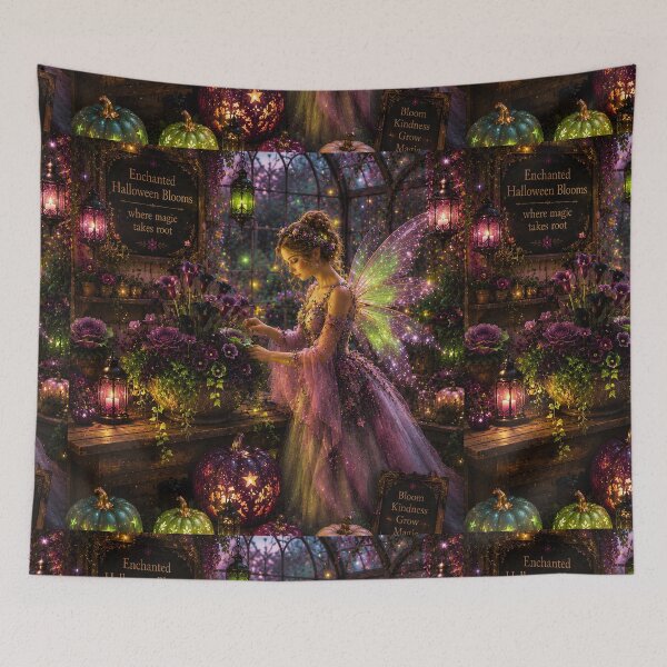 Item preview, Enchanted Halloween Blooms — Magical Greenhouse Fairy Garden- new upscaled edition designed and sold by Novel Works Studio.