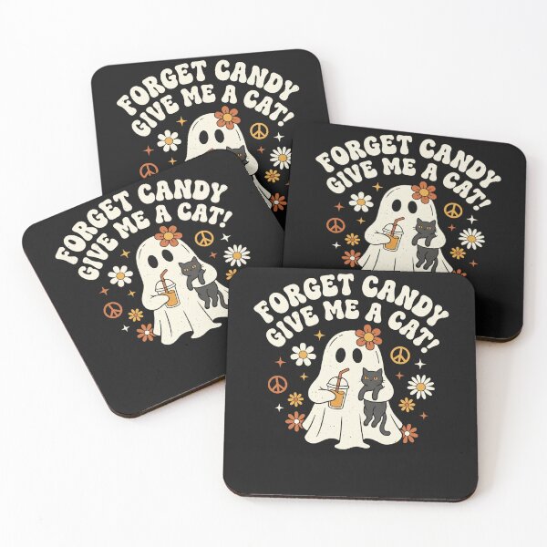 Item preview, Groovy Hippie Ghost Iced Coffee Cat Floral Halloween designed and sold by MizoX7.