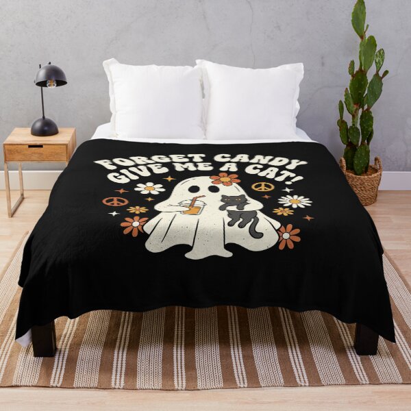 Item preview, Groovy Hippie Ghost Iced Coffee Cat Floral Halloween designed and sold by MizoX7.