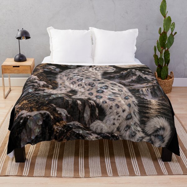 Item preview, Snow Leopard Moonlit Mountains Mother of Pearl Art designed and sold by ManJiangHong.