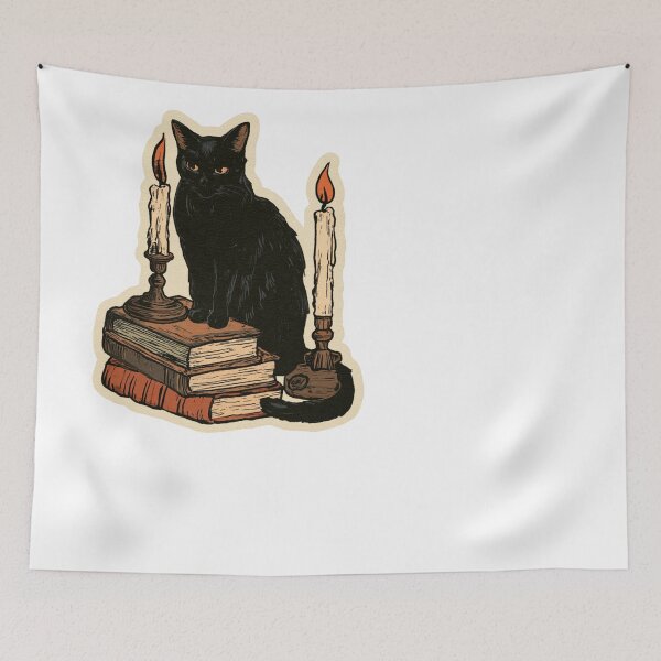 Item preview, Vintage Black Cat Books Candles Witchy Aesthetic designed and sold by NicolasGlowArt.
