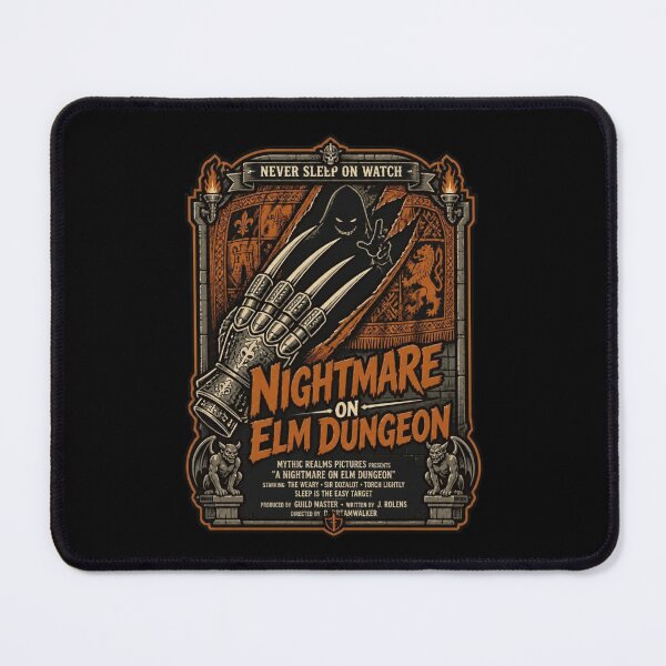 Item preview, Nightmare On Elm Dungeon Shirt 80s Horror Movie Parody Tabletop RPG Tee designed and sold by Dice_Goblin_Studio.