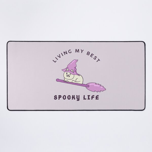 Item preview, Living My Best Spooky Life – Kawaii Witch Cat on Broomstick Illustration designed and sold by MiaBellaGirl.