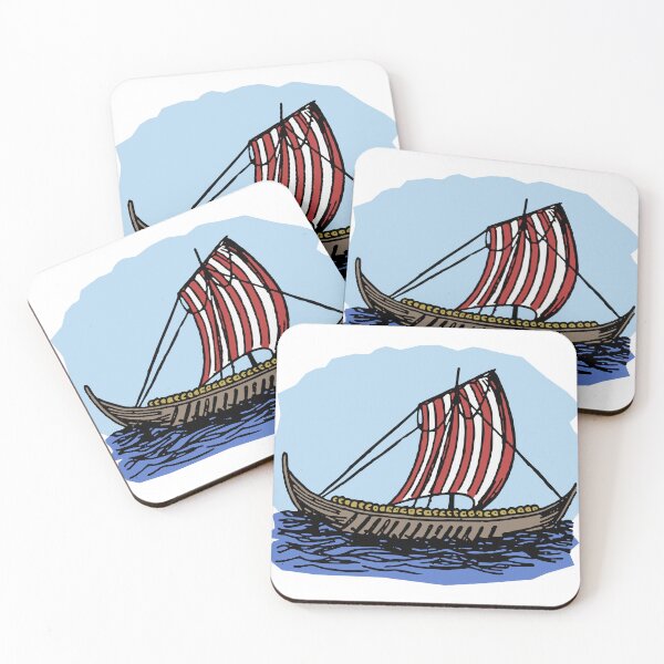 Item preview, Viking longship, Nordic ship, red striped sail, sea navigation, ancient history designed and sold by CLC54.