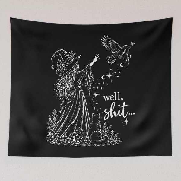 Item preview, Well Shit Funny Witch Crow Magic Wand Halloween Spooky designed and sold by Chromatic-Cubes.
