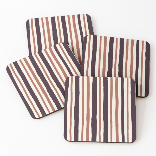 Item preview, Minimal Geometric Rectangles Lines 14 | Dark Plum Terracotta Cream Hand Drawn Stripes designed and sold by MarleneCanto.