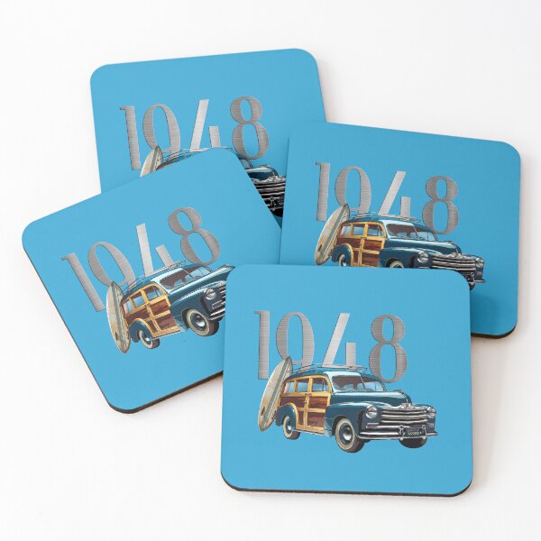 Item preview, VINTAGE 1948 WOODY STATION WAGON, SURFING, CLASSIC CAR ART designed and sold by classic car craze.