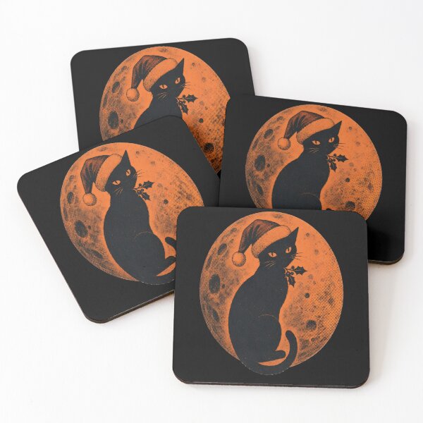 Item preview, Cute Black Cat In Nightcap On Orange Moon Art designed and sold by DailySparks.