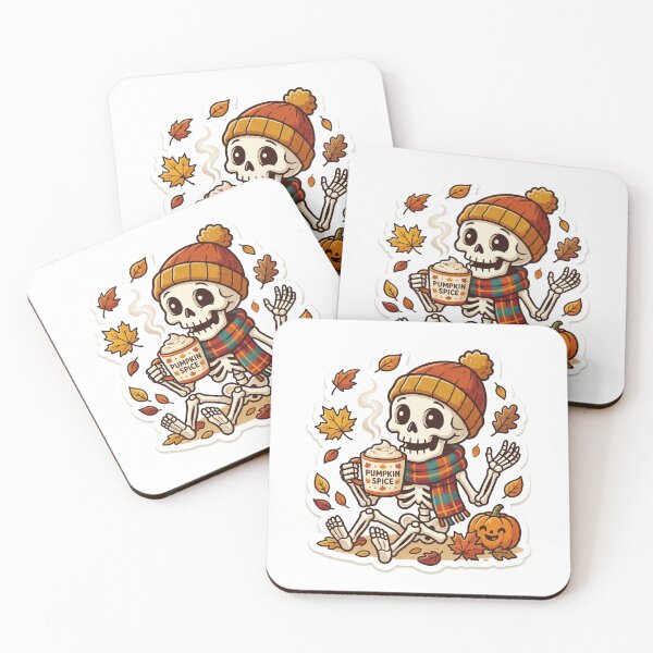 Item preview, Funny Spooky Pumpkin Spice Coffee Skeleton Fall Halloween Sticker designed and sold by RetroVibe Supply.