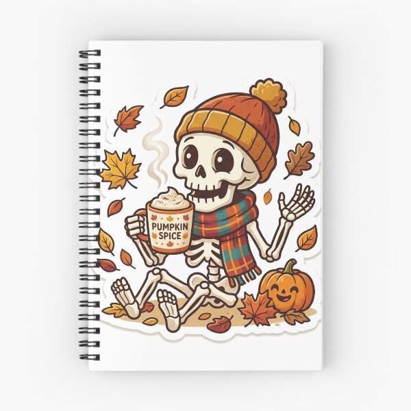 Item preview, Funny Spooky Pumpkin Spice Coffee Skeleton Fall Halloween Sticker designed and sold by RetroVibe Supply.