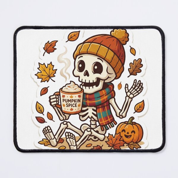 Item preview, Funny Spooky Pumpkin Spice Coffee Skeleton Fall Halloween Sticker designed and sold by RetroVibe Supply.