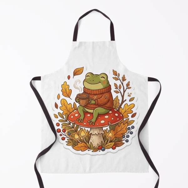Item preview, Cute Cottagecore Autumn Frog on Mushroom Tea Cozy Fall Sticker designed and sold by RetroVibe Supply.