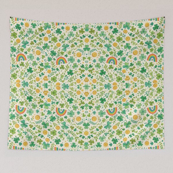 Item preview, St Patrick's Day Shamrock Pattern, Lucky Clover Rainbow Seamless Pattern, green Floral Pattern, Irish Celebration Decor designed and sold by ArtDesignTp.