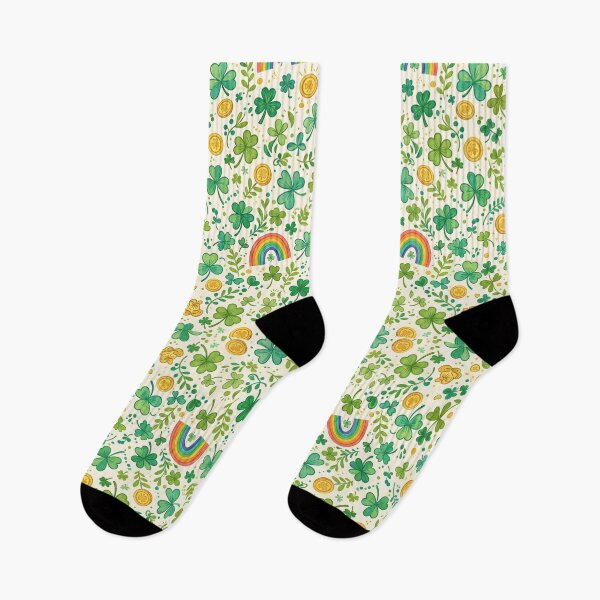Item preview, St Patrick's Day Shamrock Pattern, Lucky Clover Rainbow Seamless Pattern, green Floral Pattern, Irish Celebration Decor designed and sold by ArtDesignTp.