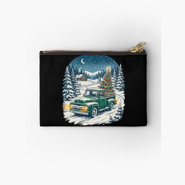 Item preview, Christmas Tree Truck Winter Cabin Snowy Night Holiday Country Vintage Design designed and sold by 519xdesign.