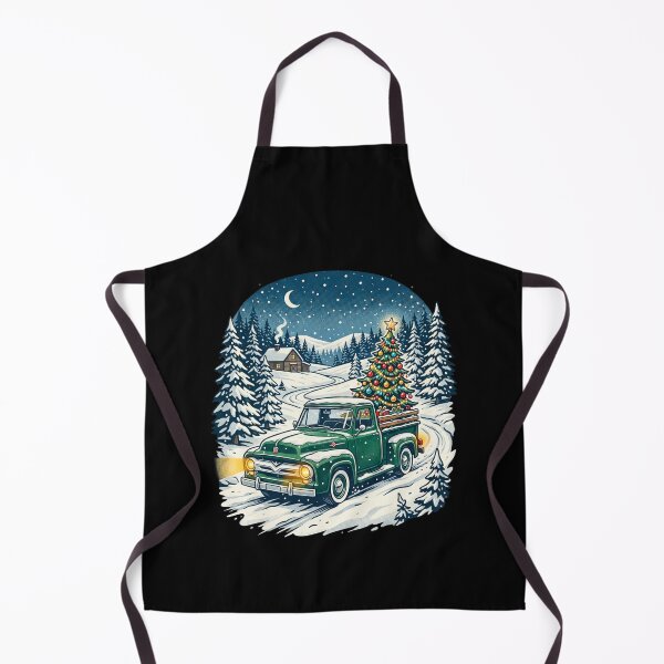 Item preview, Christmas Tree Truck Winter Cabin Snowy Night Holiday Country Vintage Design designed and sold by 519xdesign.