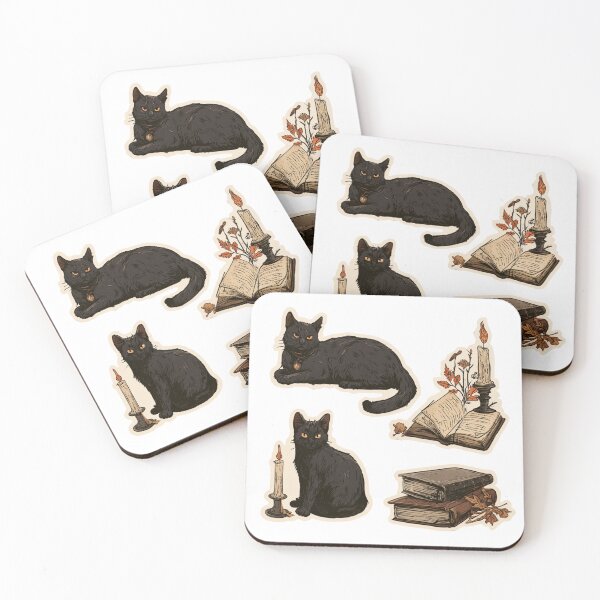 Item preview, Dark Academia Black Cat Books Autumn Aesthetic designed and sold by NicolasGlowArt.