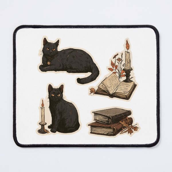 Item preview, Dark Academia Black Cat Books Autumn Aesthetic designed and sold by NicolasGlowArt.