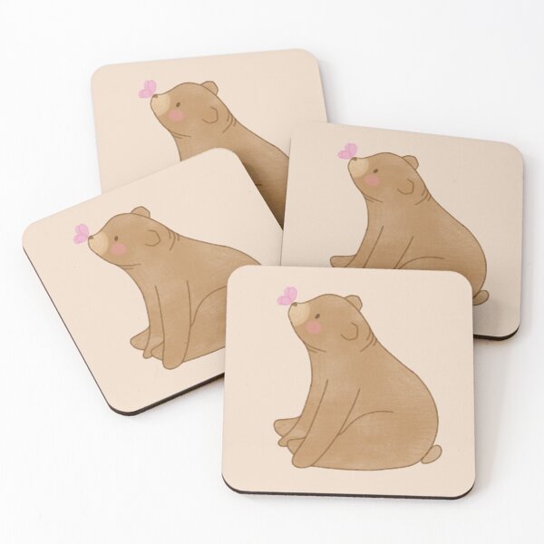 Item preview, Cute Brown Bear with Pink Butterfly designed and sold by winterpumpkin.