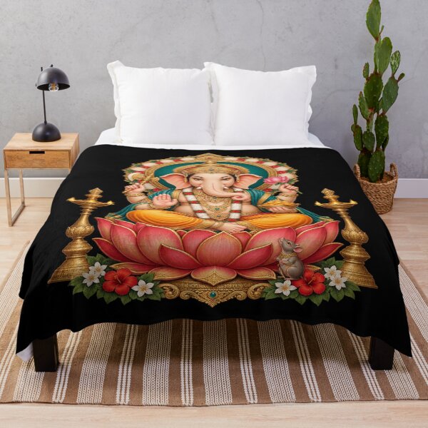 Aperçu de l'œuvre Ganesha sur lotus, art de temple créée et vendue par lAnJefurtifeu.