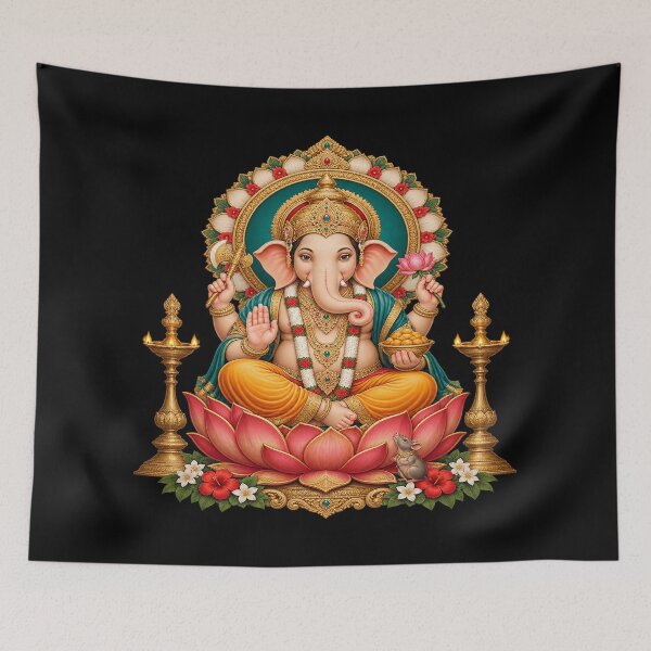 Item preview, Ganesha on lotus, temple art designed and sold by lAnJefurtifeu.